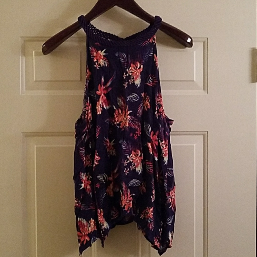 Macrame Back Hankerchief Hem Blouse